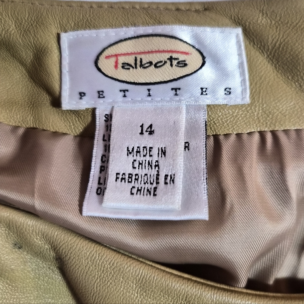 Talbots Petites 100% Genuine Leather Pencil Skirt - Camel / Tan - Size 14P - Picture 3 of 7